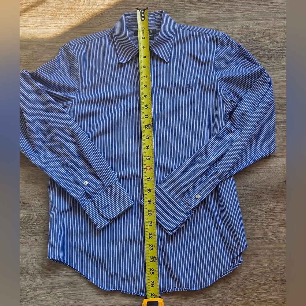 Ralph Lauren Blue Pinstripe Button-Up Shirt - Picture 5 of 7